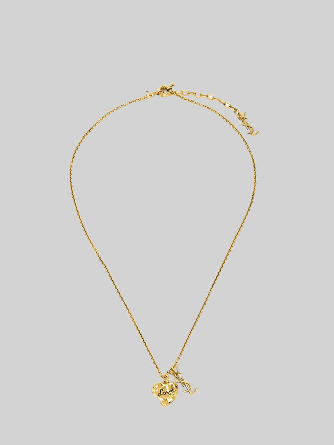 Saint Laurent Cassandre Heart Necklace In Brass QT Gold