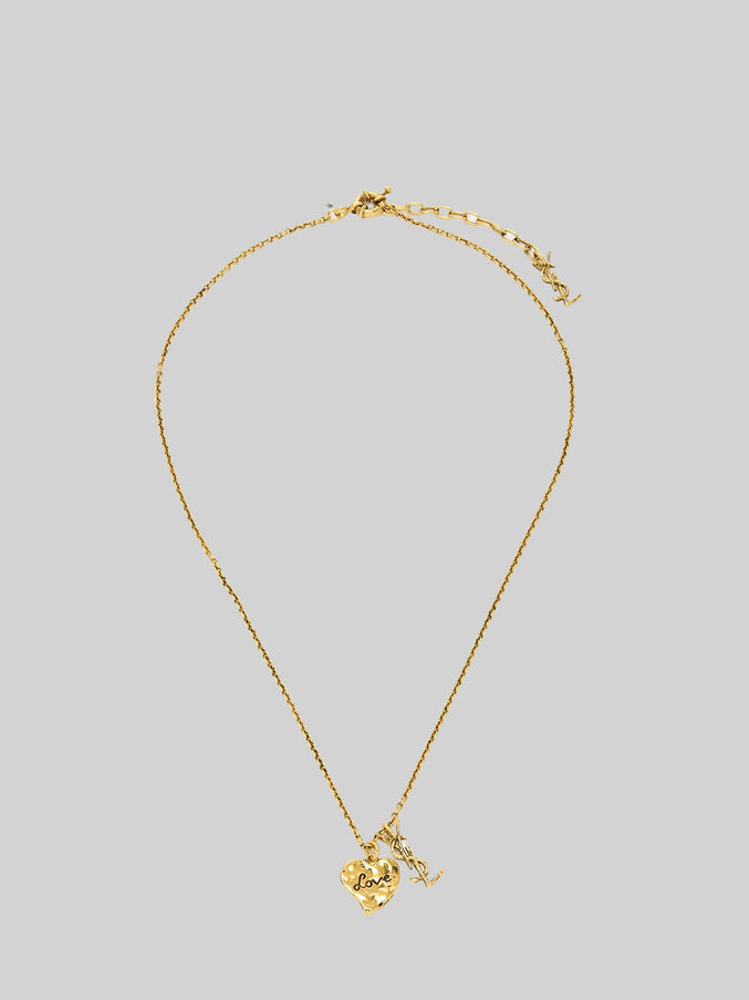 Saint Laurent Cassandre Heart Necklace In Brass QT Gold