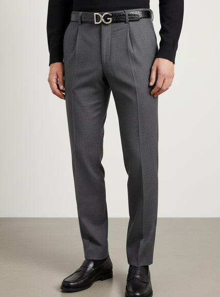 Dolce & Gabbana Black Caiman Leather DG Logo Buckle Belt