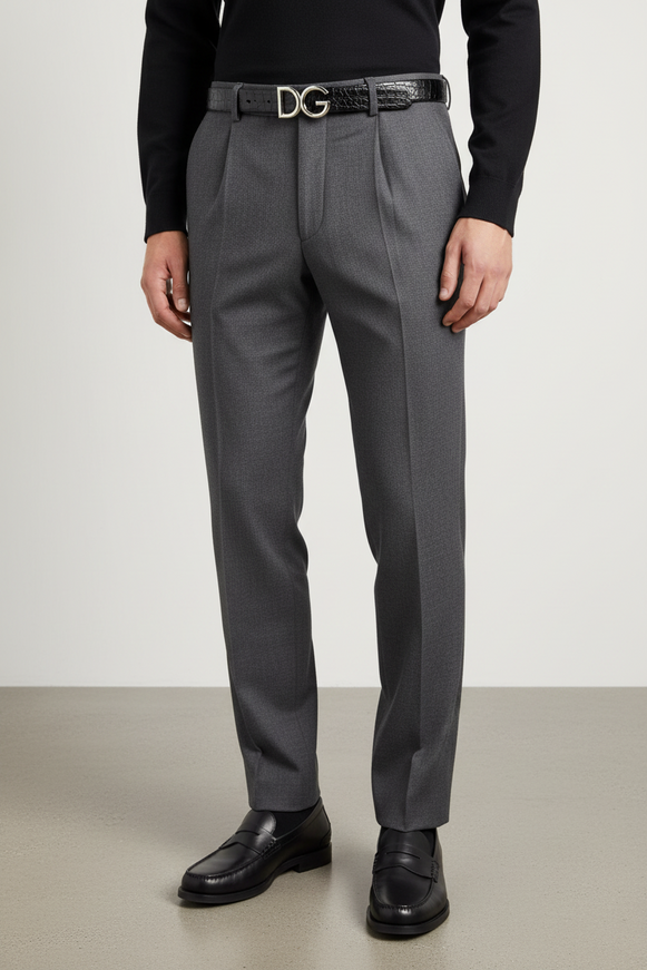 Dolce & Gabbana Black Caiman Leather DG Logo Buckle Belt