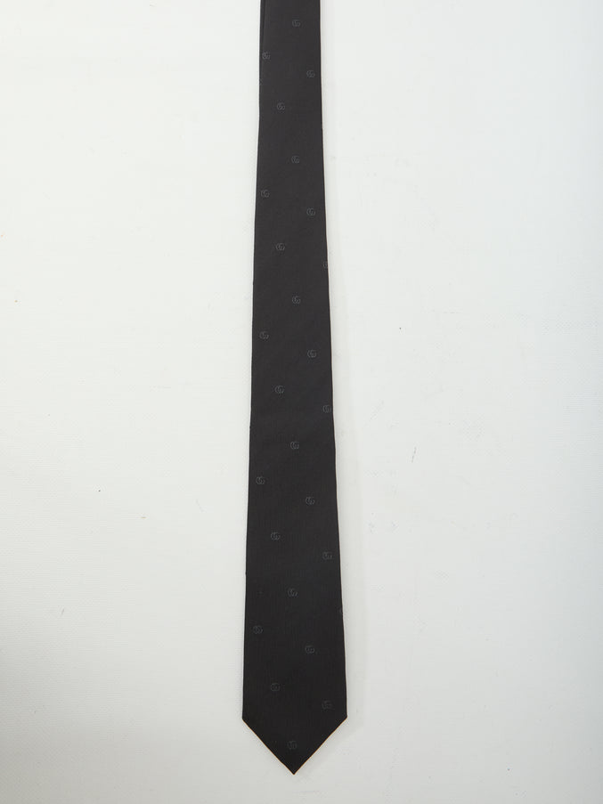 Gucci Double G Silk Jacquard Tie QT Black