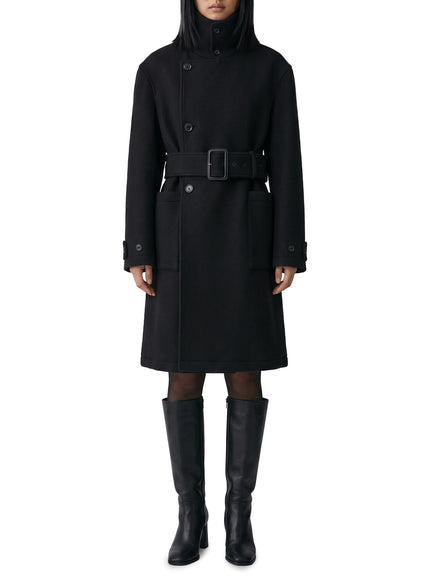 Lemaire Black Fitted Wrap Coat Black