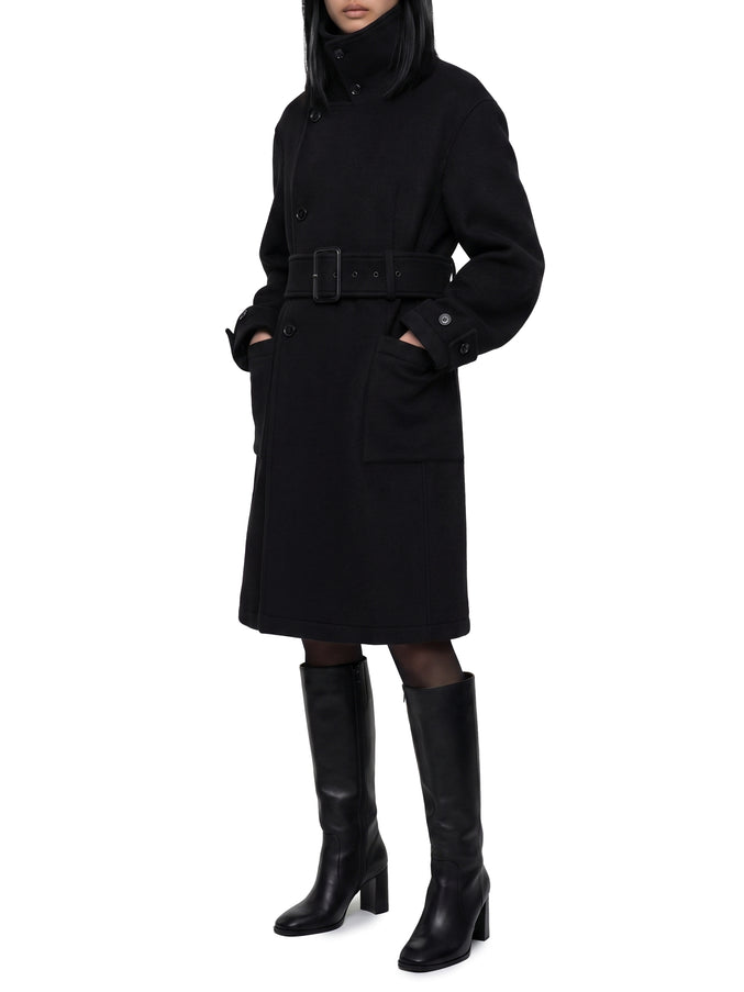 Lemaire Black Fitted Wrap Coat