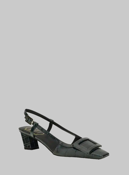 Roger Vivier Night Green Belle Vivier Slingback Pumps
