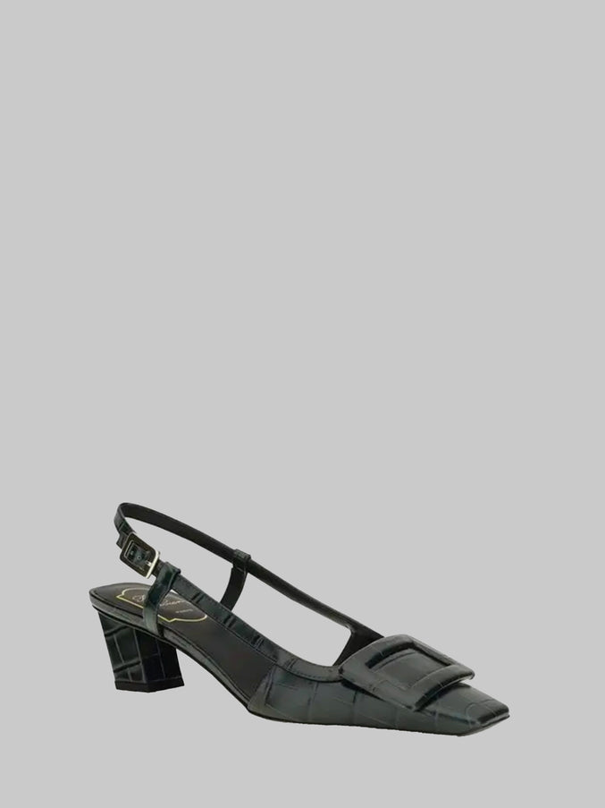 Roger Vivier Night Green Belle Vivier Slingback Pumps