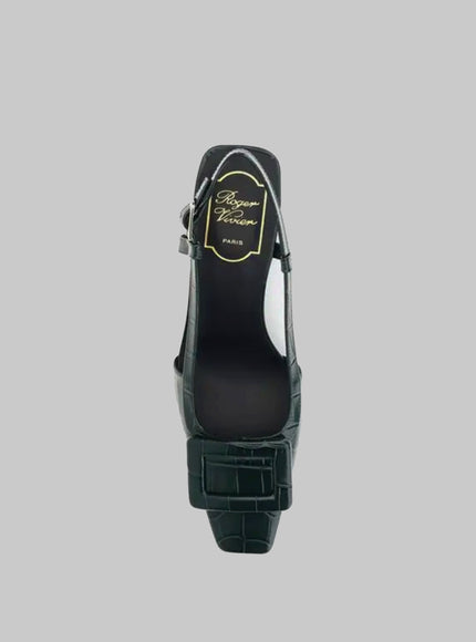 Roger Vivier Night Green Belle Vivier Slingback Pumps