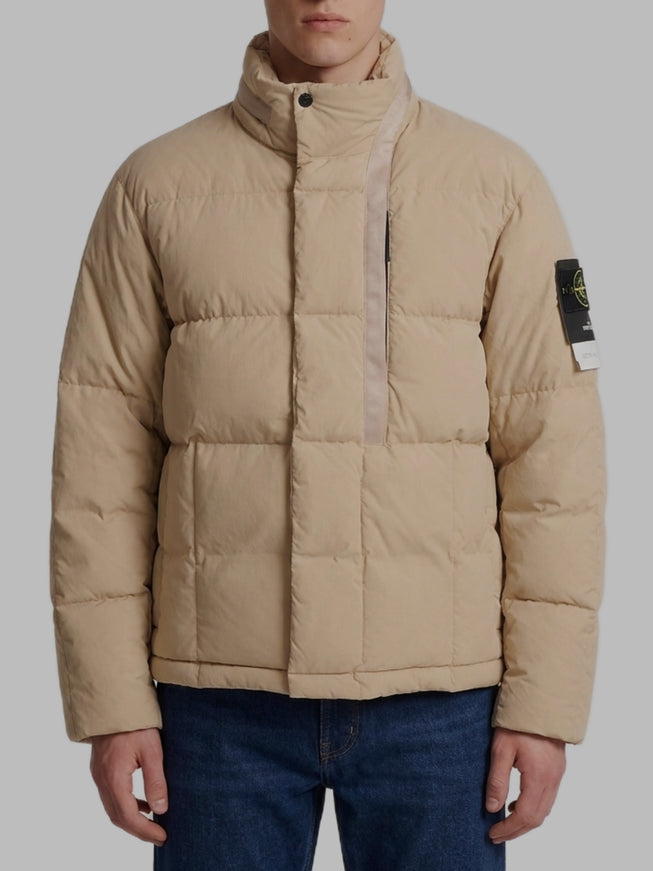 Stone Island Cotton and Nylon Canvas Down Jacket Beige
