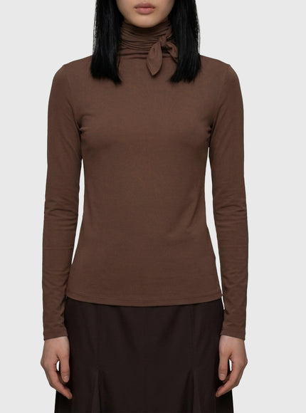 Lemaire Ballerina Scarf Top In Mesh Jersey Brown
