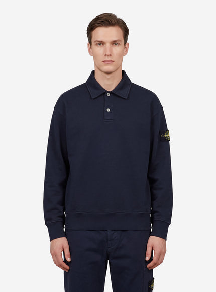 Stone Island Oversize Long-sleeved Polo Shirt Blue