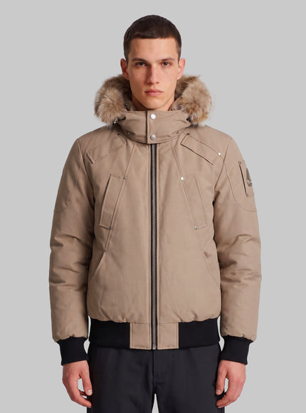 Moose Knuckles Padded Ballistic Bomber Jacket Brown
