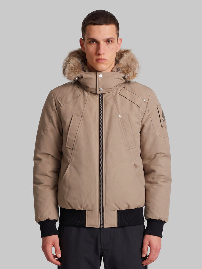 Moose Knuckles Padded Ballistic Bomber Jacket Brown