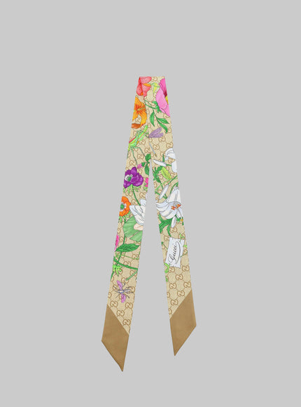 Gucci Printed Silk Ribbon QT Beige
