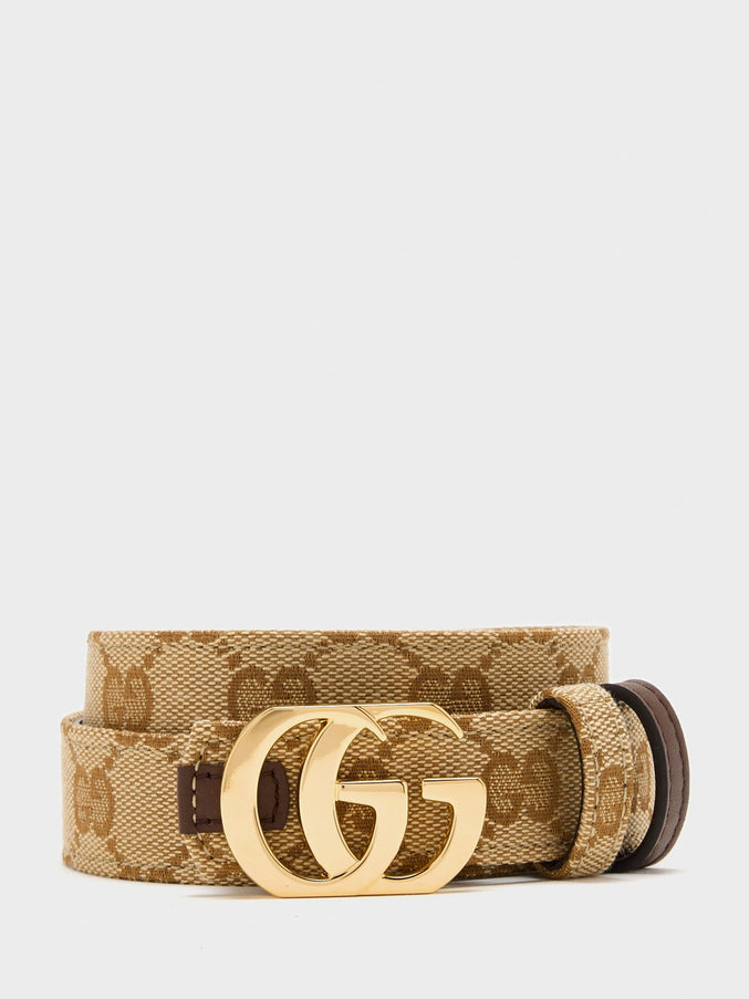 Gucci Reversible Cut Gg Marmont Belt Beige
