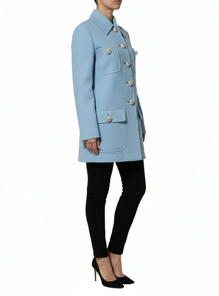 Dolce & Gabbana Blue Buttoned-Down Coat Jacket