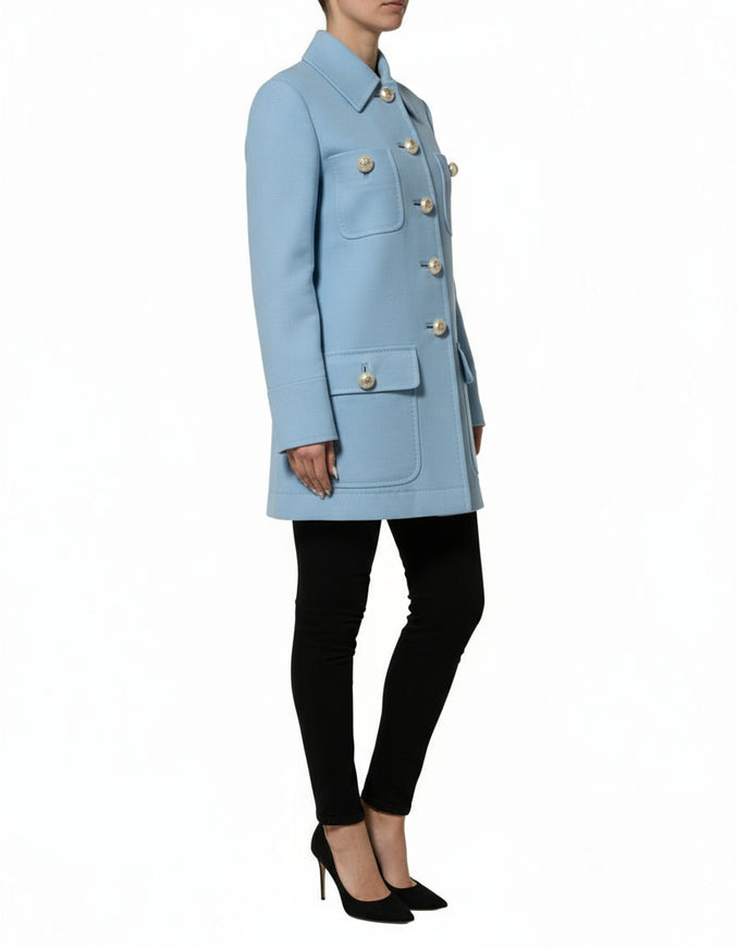 Dolce & Gabbana Blue Buttoned-Down Coat Jacket