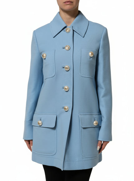 Dolce & Gabbana Blue Buttoned-Down Coat Jacket