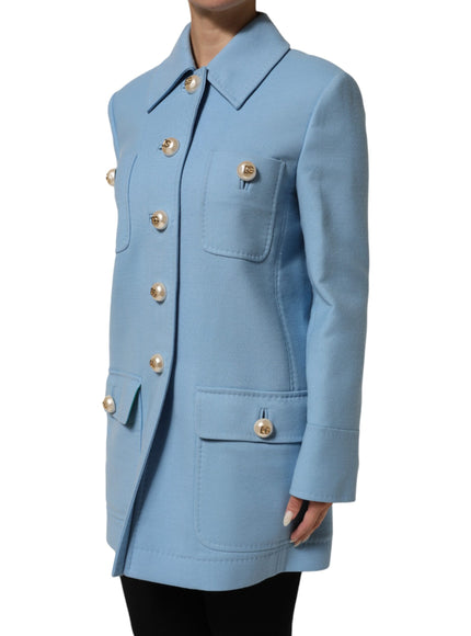 Dolce & Gabbana Blue Buttoned-Down Coat Jacket