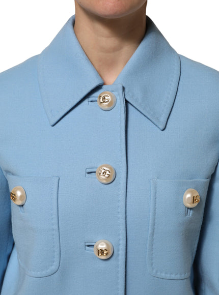 Dolce & Gabbana Blue Buttoned-Down Coat Jacket