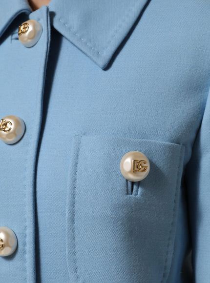Dolce & Gabbana Blue Buttoned-Down Coat Jacket