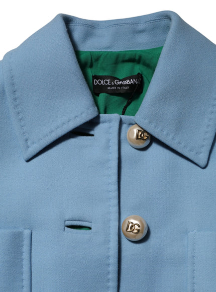 Dolce & Gabbana Blue Buttoned-Down Coat Jacket