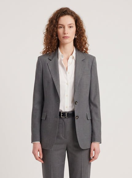 Sutton New York Single-breasted Jacket In Stretch Canvas Grey