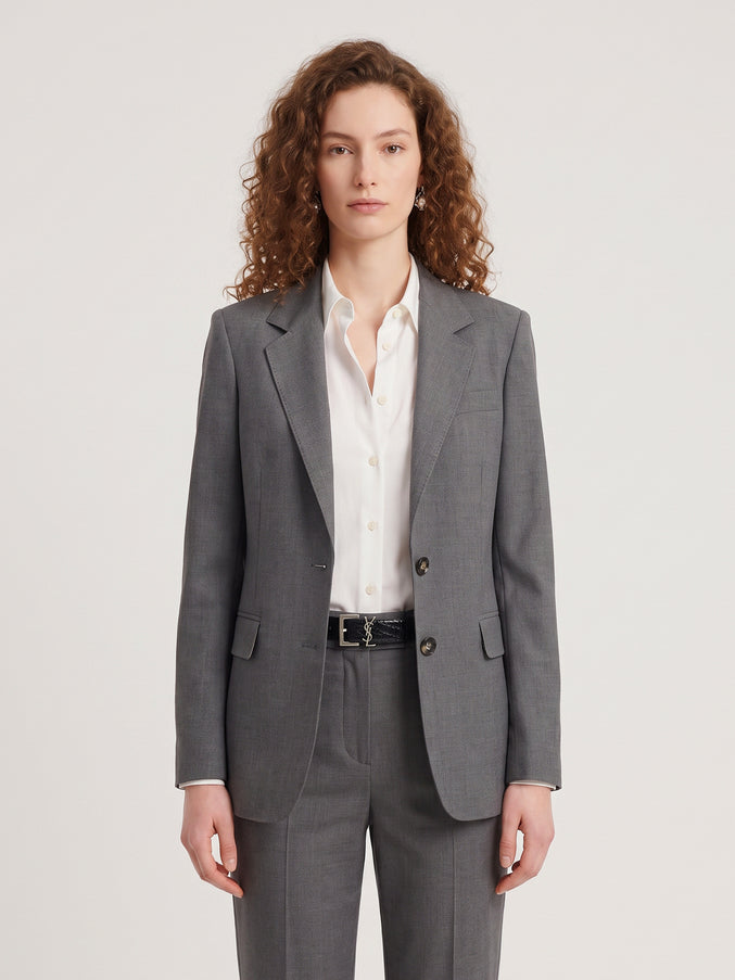 Sutton New York Single-breasted Jacket In Stretch Canvas Grey