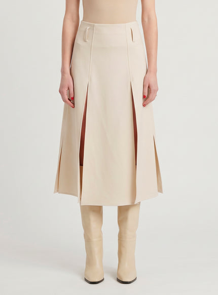 Sutton New York Midi Panel Skirt In Double Crepe White