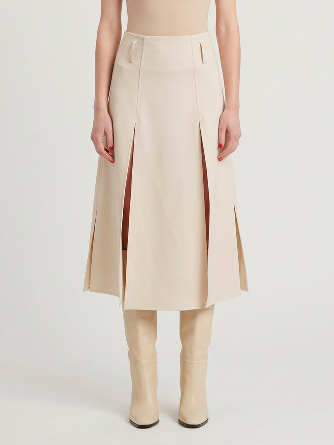 Sutton New York Midi Panel Skirt In Double Crepe White