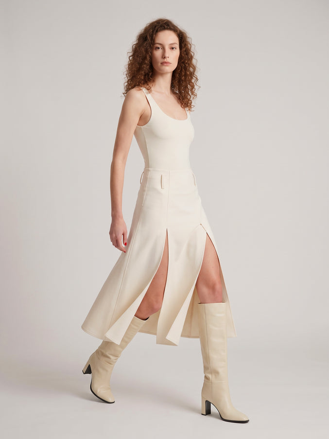 Sutton New York Midi Panel Skirt In Double Crepe