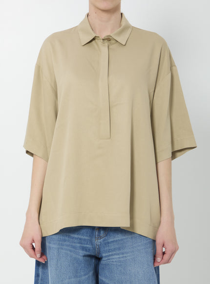 The Frankie Shop Eda Fluid Polo Shirt Beige