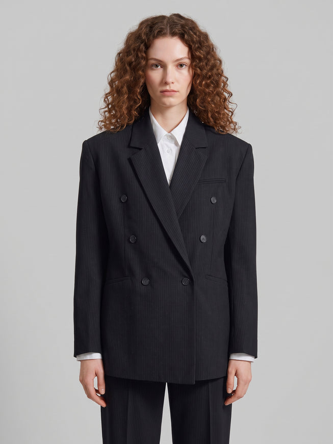 The Frankie Shop Jade Double-Breasted Blazer Black