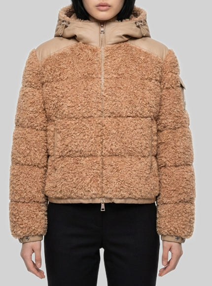 Moncler Short Alpestre Teddy Down Jacket Brown