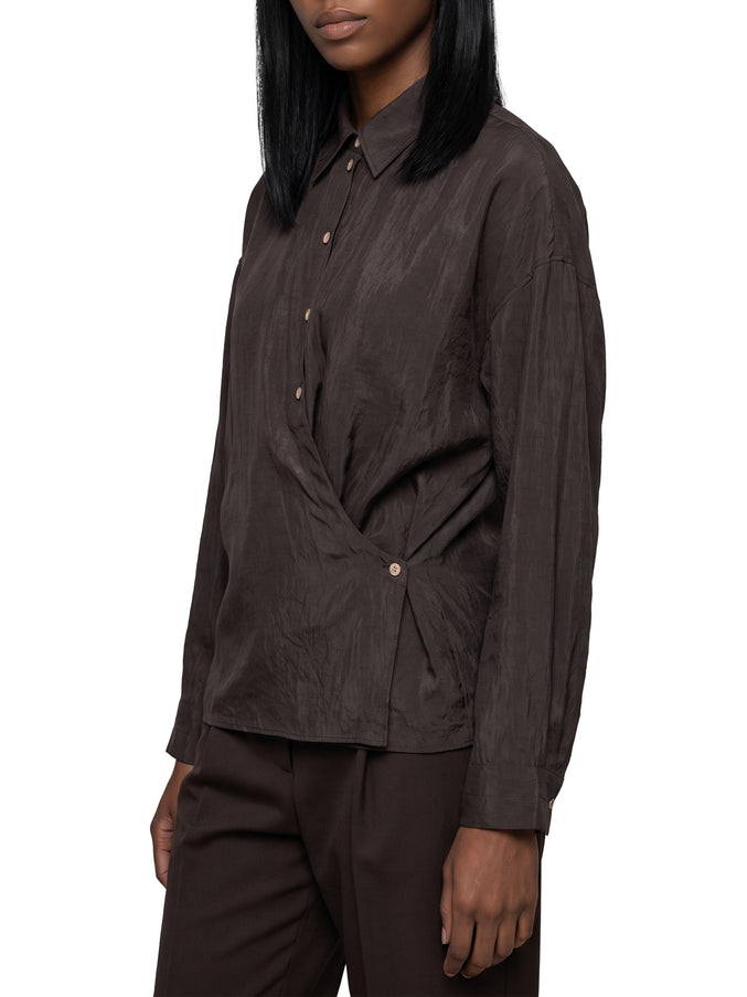 Lemaire Licorice Straight Collar Twisted Shirt