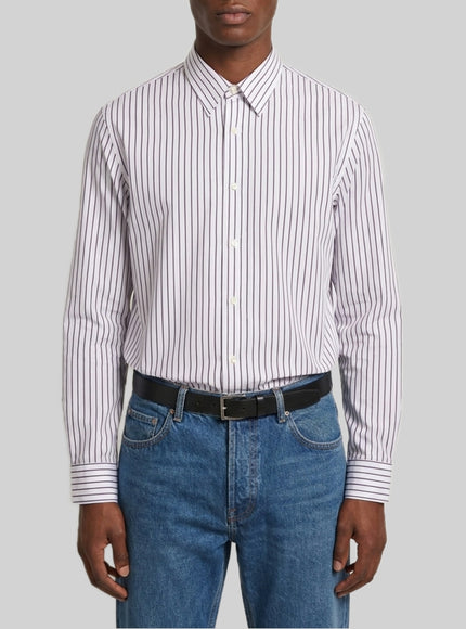 Saint Laurent Striped Cotton Poplin Shirt White