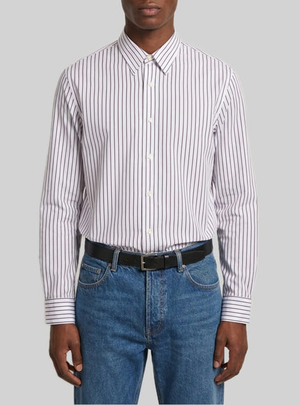 Saint Laurent Striped Cotton Poplin Shirt White