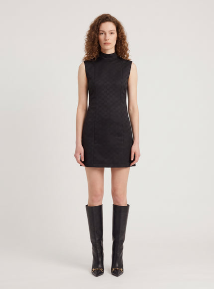 Gucci Gg Jacquard Viscose Mini Dress Black