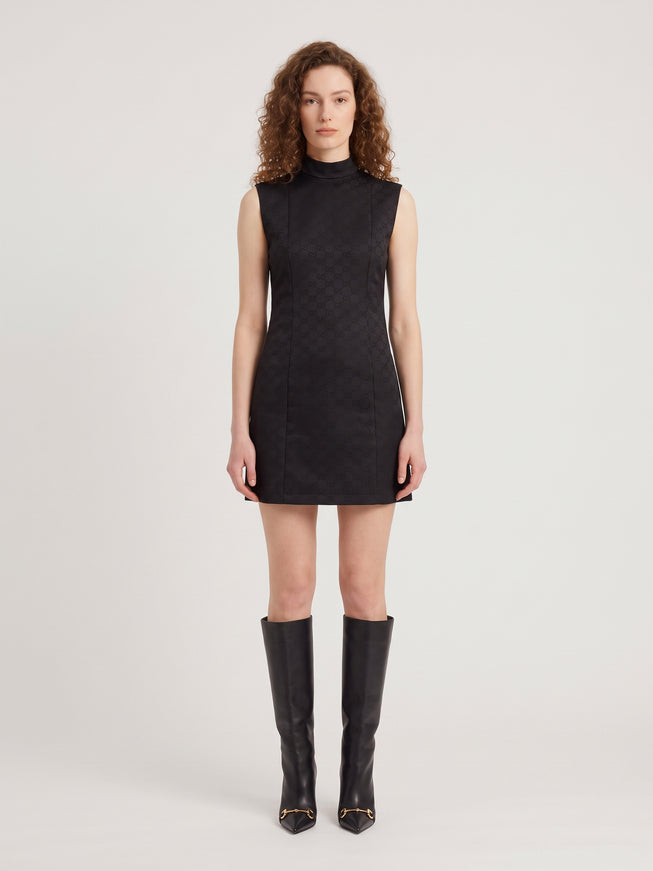 Gucci Gg Jacquard Viscose Mini Dress Black