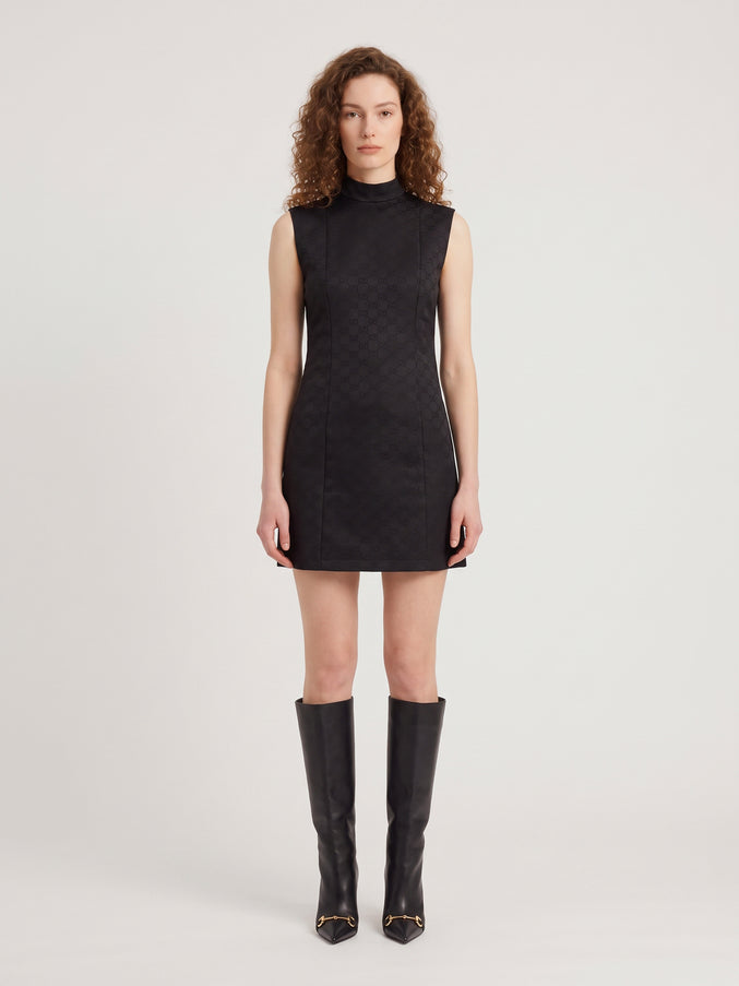 Gucci Gg Jacquard Viscose Mini Dress Black