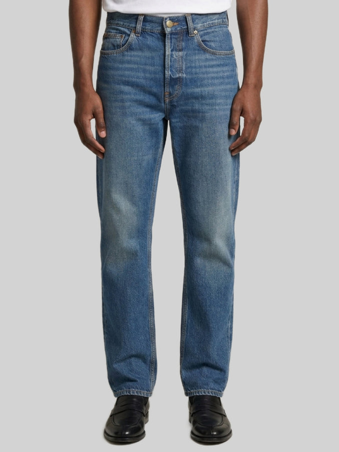 Saint Laurent North Medium Blue Straight Wide-leg Jeans Blue