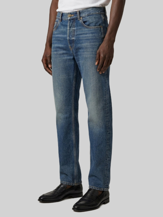 Saint Laurent North Medium Blue Straight Wide-leg Jeans
