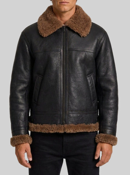 Saint Laurent Shearling Biker Jacket 50 Black