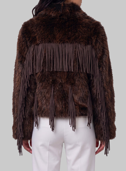 Uncommon Faux Fur Jacket With Fringe