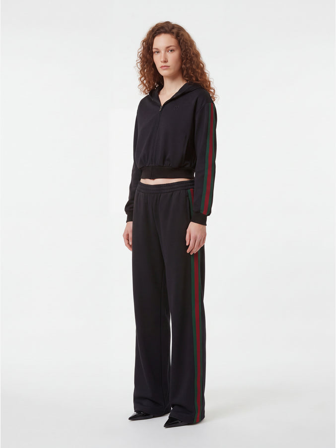 Gucci Zip Jacket In Cotton Jersey With Web Ribbon