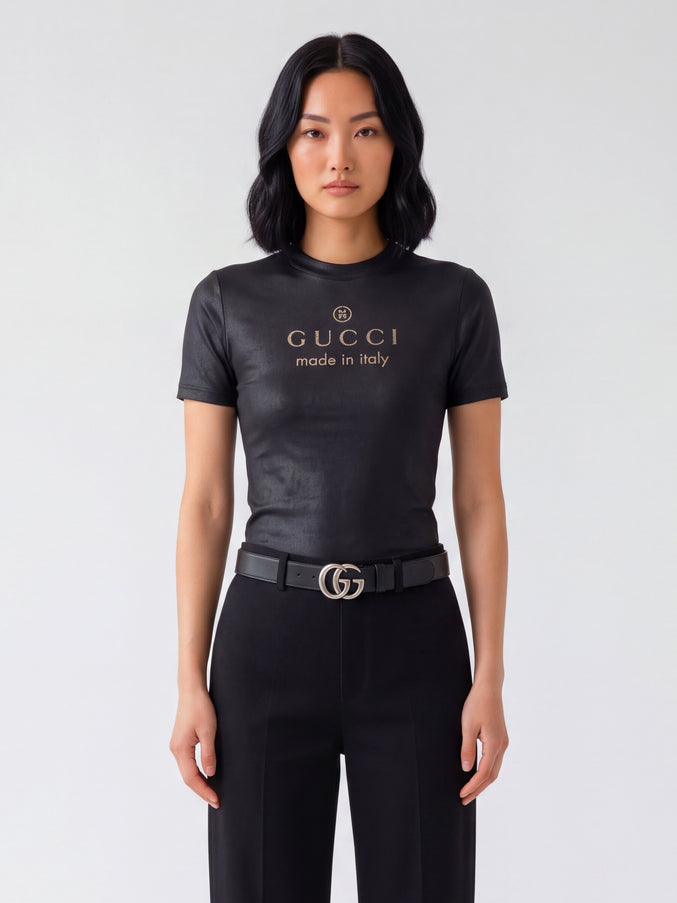 Gucci Printed Technical Cotton T-shirt Black