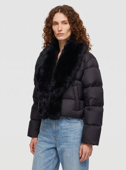 Gucci Short Padded Down Jacket With Shearling