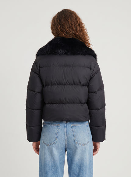 Gucci Short Padded Down Jacket With Shearling