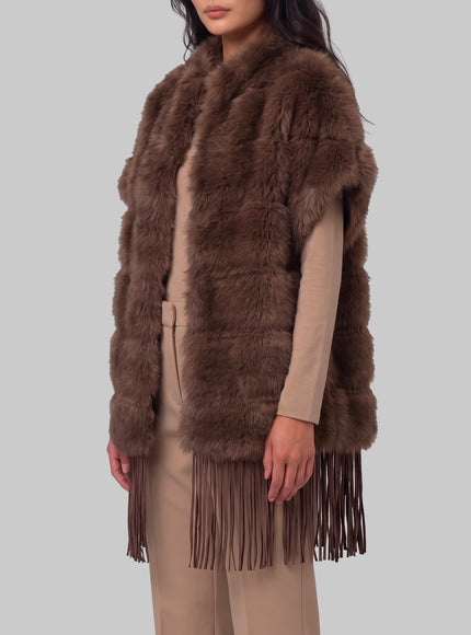 Uncommon Faux Fur Cape With Fringe
