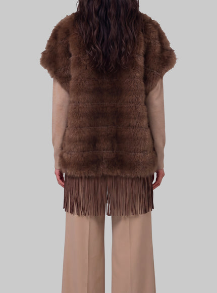 Uncommon Faux Fur Cape With Fringe
