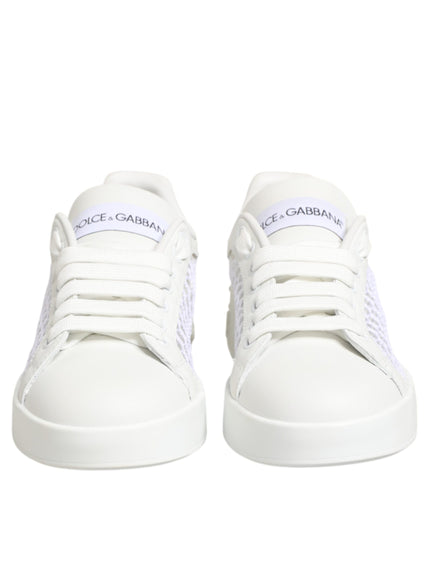 Dolce & Gabbana White Mesh Inserts Low Top Sneakers