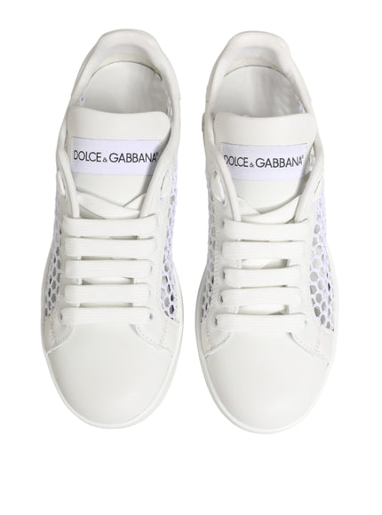 Dolce & Gabbana White Mesh Inserts Low Top Sneakers